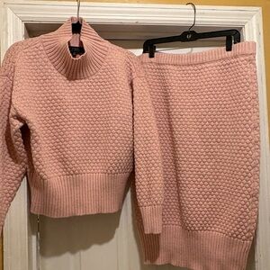 Eloquii Blush Knit Sweater Skirt Suit